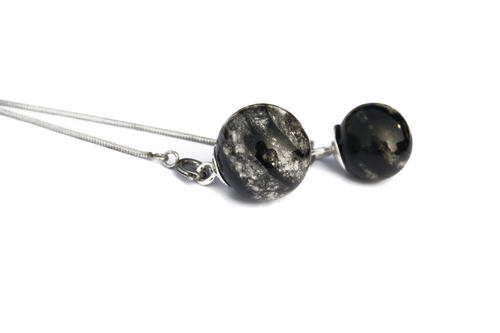 Lariat RVS ketting met 2 as in glaskralen